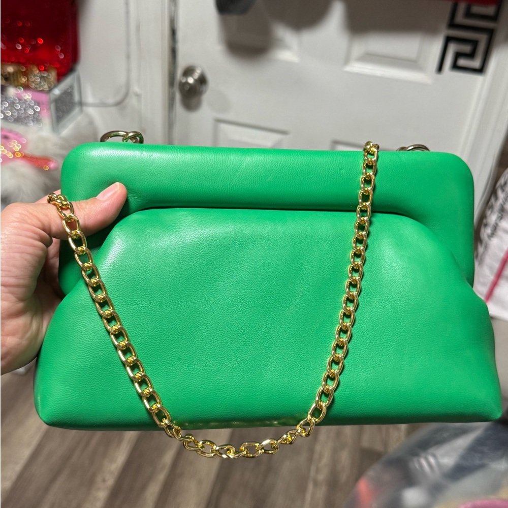 a new day Vibrant Green Clutch with Gold Chain
